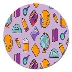 Back To School And Schools Out Kids Pattern Magnet 5  (round) by DinzDas