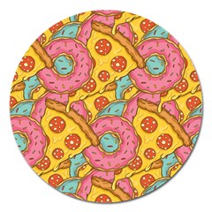 Fast Food Pizza And Donut Pattern Magnet 5  (round) by DinzDas