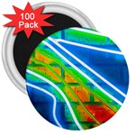Pop Art Neon Wall 3  Magnets (100 pack) Front