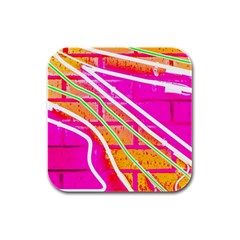 Pop Art Neon Wall Rubber Square Coaster (4 Pack)  by essentialimage365
