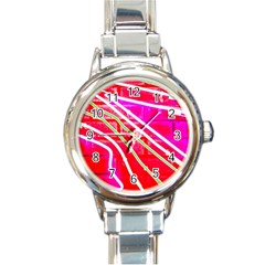 Pop Art Neon Wall Round Italian Charm Watch by essentialimage365