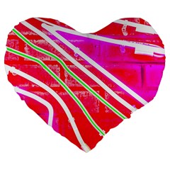 Pop Art Neon Wall Large 19  Premium Heart Shape Cushions by essentialimage365