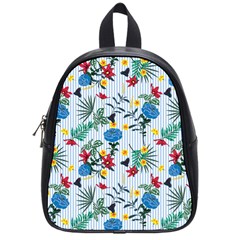 Blue Floral Stripes School Bag (small) by designsbymallika