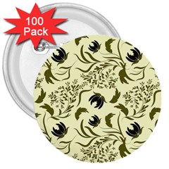 Folk Flowers Art Pattern Floral Abstract Surface Design  Seamless Pattern 3  Buttons (100 Pack)  by Eskimos