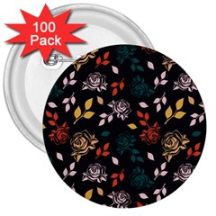 Rose Floral 3  Buttons (100 Pack)  by tmsartbazaar