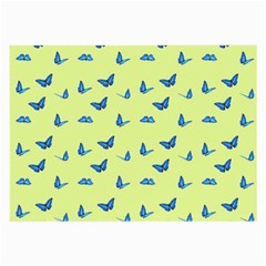 Blue Butterflies At Lemon Yellow, Nature Themed Pattern Large Glasses Cloth