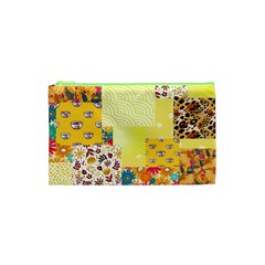 Yellow Floral Aesthetic Cosmetic Bag (xs) by designsbymallika