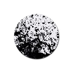 Black And White Abstract Liquid Design Rubber Coaster (round)  by dflcprintsclothing