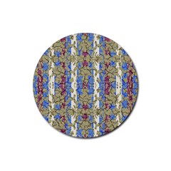 Ornament Striped Textured Colored Pattern Rubber Round Coaster (4 Pack)  by dflcprintsclothing