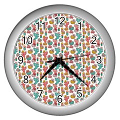 Cactus Love Wall Clock (silver) by designsbymallika