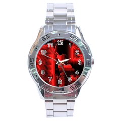 Red Light Stainless Steel Analogue Watch by MRNStudios