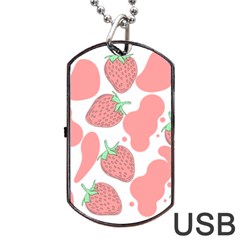 Strawberry Cow Pet Dog Tag Usb Flash (one Side) by Magicworlddreamarts1