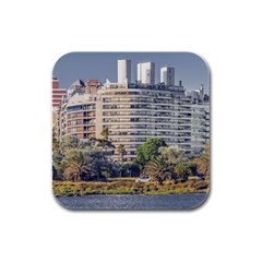 Urban Coastal Scene, Montevideo Uruguay Rubber Square Coaster (4 Pack) 