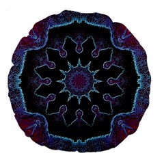 Framed Mandala Large 18  Premium Flano Round Cushions by MRNStudios