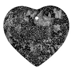 Grey And White Grunge Camouflage Abstract Print Ornament (heart) by dflcprintsclothing