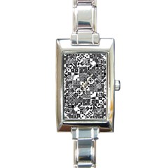 Black And White Geometric Print Rectangle Italian Charm Watch by dflcprintsclothing