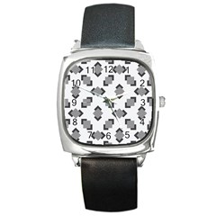 Black White Minimal Art Square Metal Watch by designsbymallika