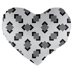 Black White Minimal Art Large 19  Premium Heart Shape Cushions by designsbymallika