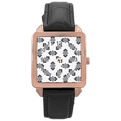 Black White Minimal Art Rose Gold Leather Watch  by designsbymallika