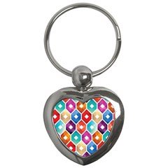 Hexagonal Color Pattern Key Chain (heart) by designsbymallika
