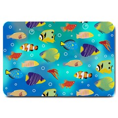 Cheerful And Bright Fish Swim In The Water Large Doormat  by SychEva