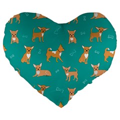 Cute Chihuahua Dogs Large 19  Premium Flano Heart Shape Cushions by SychEva