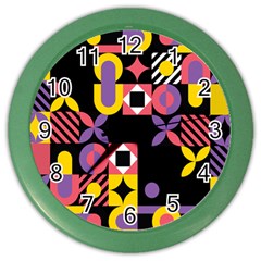 Summer Mosaic Print Color Wall Clock by designsbymallika