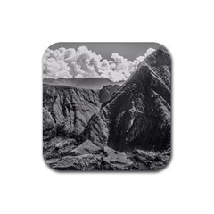 Machu Picchu Black And White Landscape Rubber Coaster (square)  by dflcprintsclothing