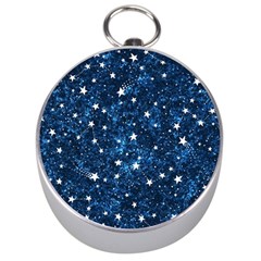 Dark Blue Stars Silver Compasses by AnkouArts