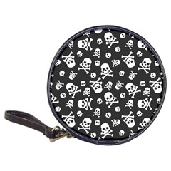 Skull And Cross Bone On Black Background Classic 20-cd Wallets by AnkouArts