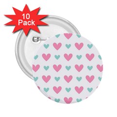 Pink Hearts One White Background 2 25  Buttons (10 Pack)  by AnkouArts