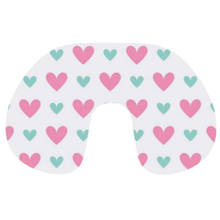 Pink hearts one white background Travel Neck Pillow