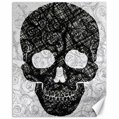 Black Skull On White Canvas 16  X 20  by AnkouArts