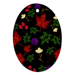 Golden Autumn, Red-yellow Leaves And Flowers  Ornament (oval) by Daria3107