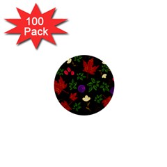 Golden Autumn, Red-yellow Leaves And Flowers  1  Mini Buttons (100 Pack)  by Daria3107