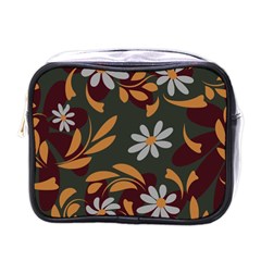 Folk Flowers Pattern Floral Surface Design Mini Toiletries Bag (one Side)