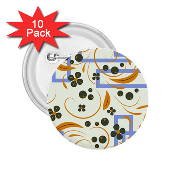 Folk flowers pattern Floral surface design 2.25  Buttons (10 pack) 