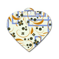 Folk Flowers Pattern Floral Surface Design Dog Tag Heart (one Side) by Eskimos