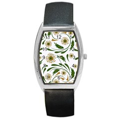 Folk Flowers Pattern Floral Surface Design Barrel Style Metal Watch by Eskimos