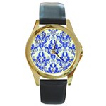 Great Vintage Pattern D Round Gold Metal Watch