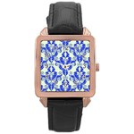 Great Vintage Pattern D Rose Gold Leather Watch 