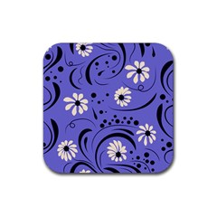 Folk Flowers Pattern  Rubber Coaster (square)  by Eskimos