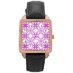 Great Vintage Pattern D Pattern 6-21-4 Rose Gold Leather Watch 