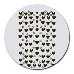 Hearts And Pearls For Love And Plants For Peace Round Mousepads by pepitasart