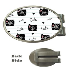 Cute Cameras Doodles Hand Drawn Money Clips (oval)  by Sapixe