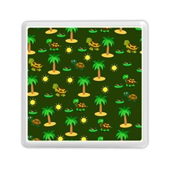 Turtle And Palm On Green Pattern Memory Card Reader (square) by Daria3107