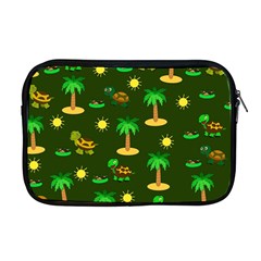 Turtle And Palm On Green Pattern Apple Macbook Pro 17  Zipper Case