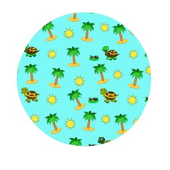 Turtle And Palm On Blue Pattern Mini Round Pill Box (pack Of 3) by Daria3107