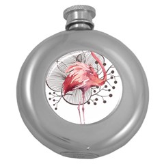 Watercolor Flamingo Round Hip Flask (5 Oz) by webstylecreations