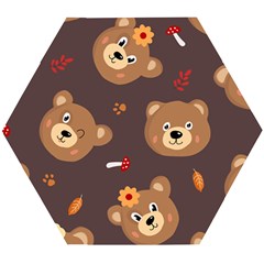 Bears-vector-free-seamless-pattern1 Wooden Puzzle Hexagon by webstylecreations